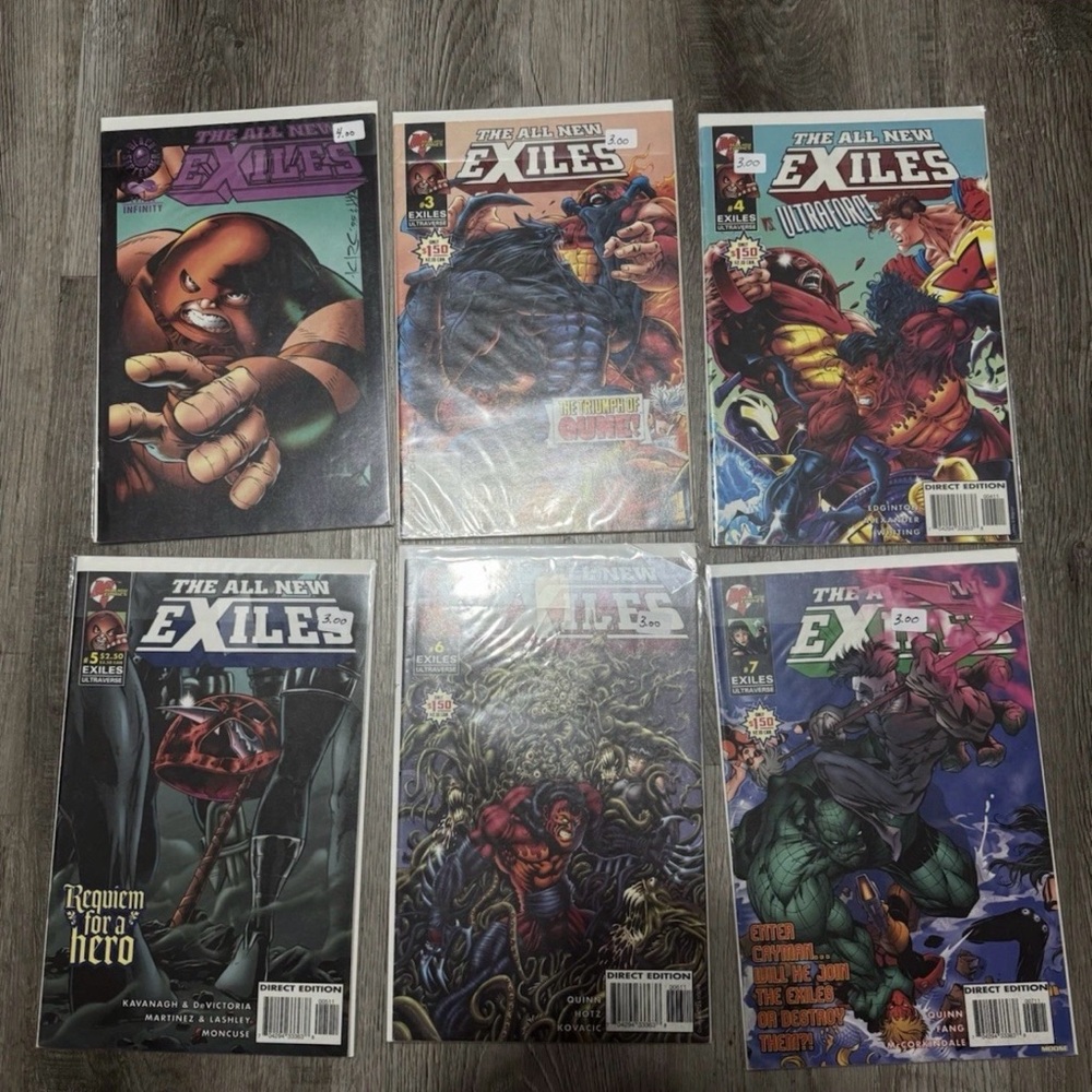 The All New Exiles Malibu Comics Comic Book Lot (1996) 3-7 + Black Sept
